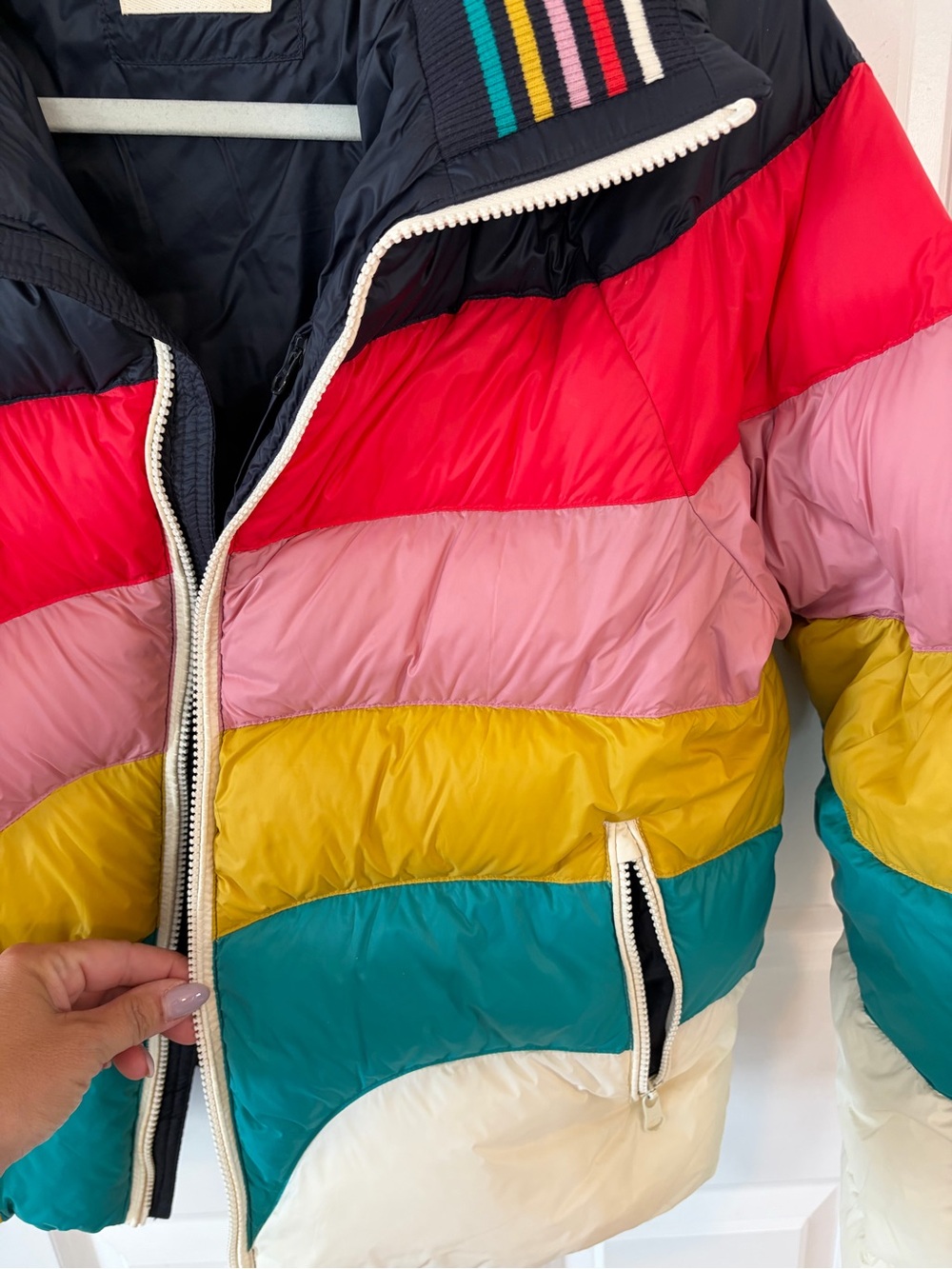 Colorblock Rainbow Puffer Jacket - Multicolor - Picture 2 of 4